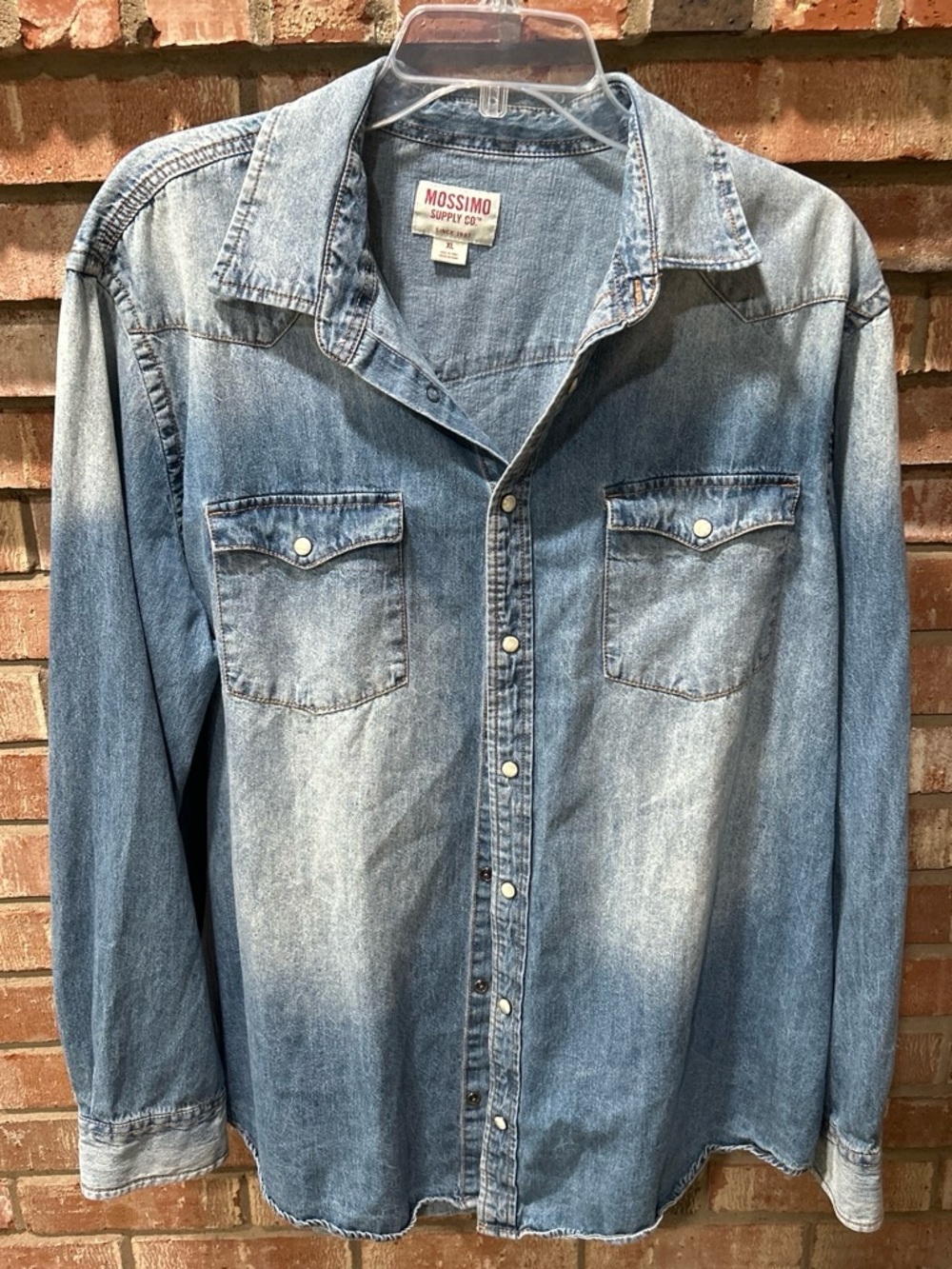 Mossimo Supply Co. Faded Light Blue Denim Western Shirt